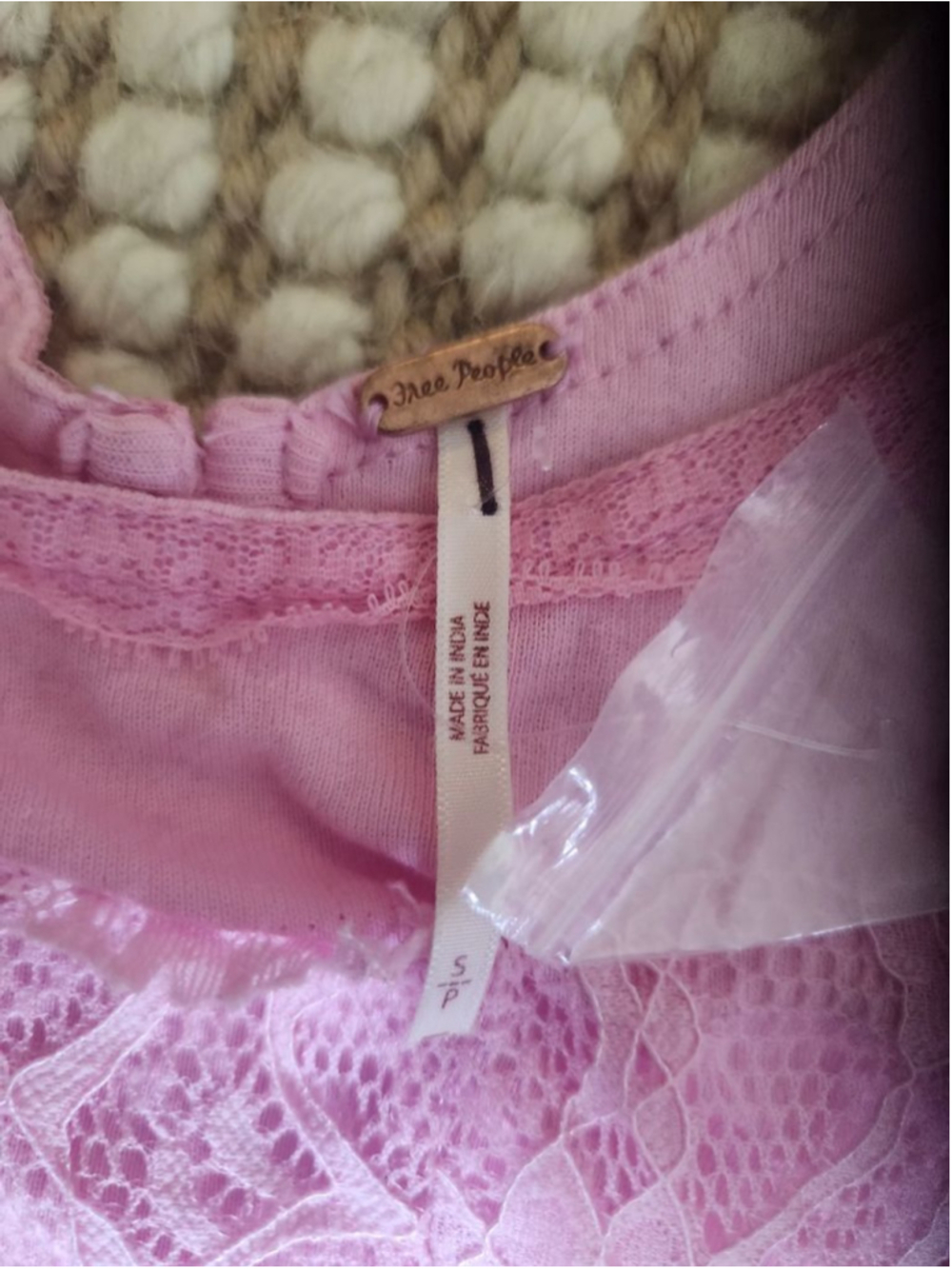 Women's Free People Pink Lace Button-Front 100% Cotton Tank Top S Coquette Boho - Picture 2 of 4